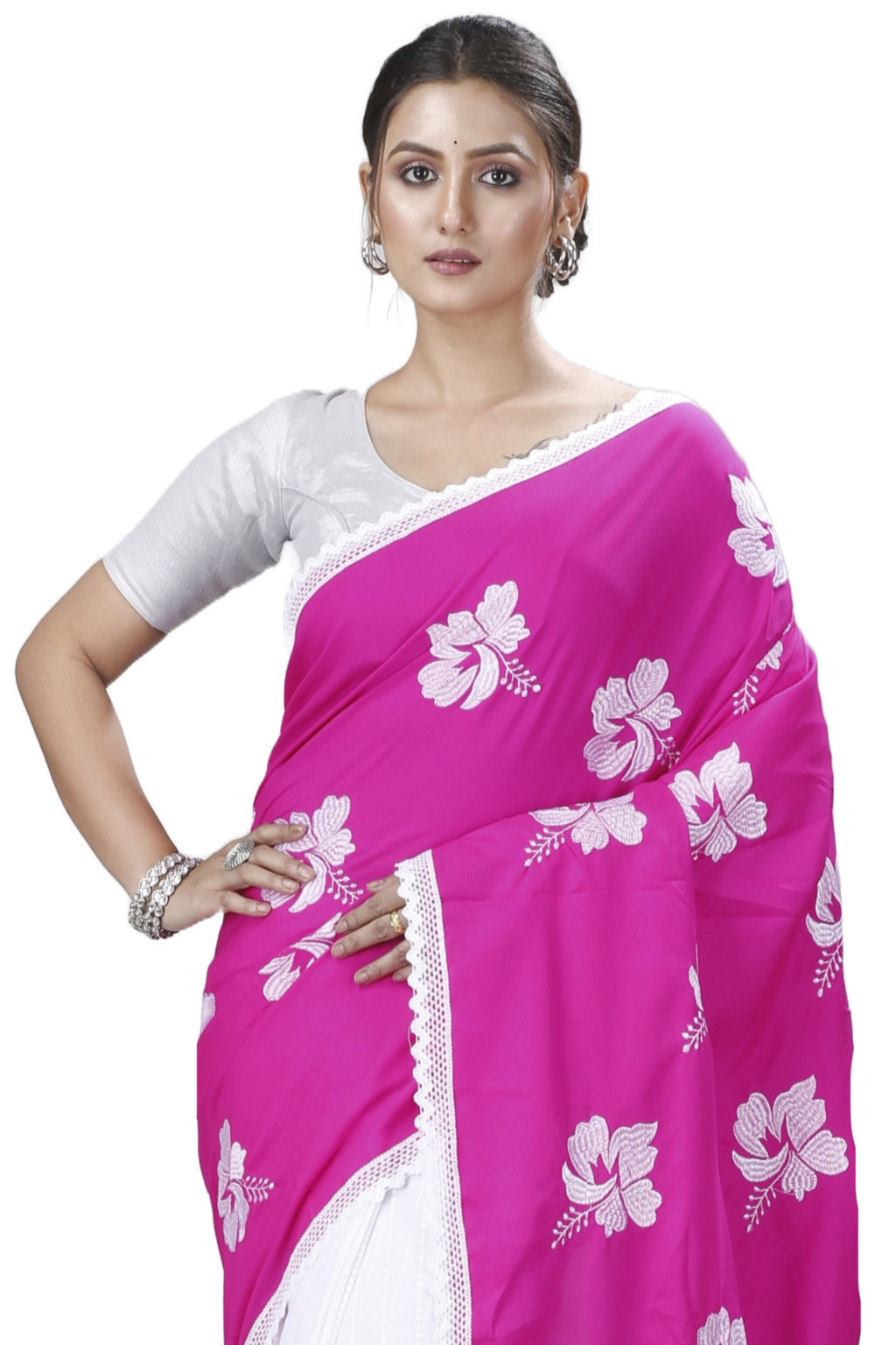 Pink White Pure Cotton Teru Hand Loom Saree (1258)
